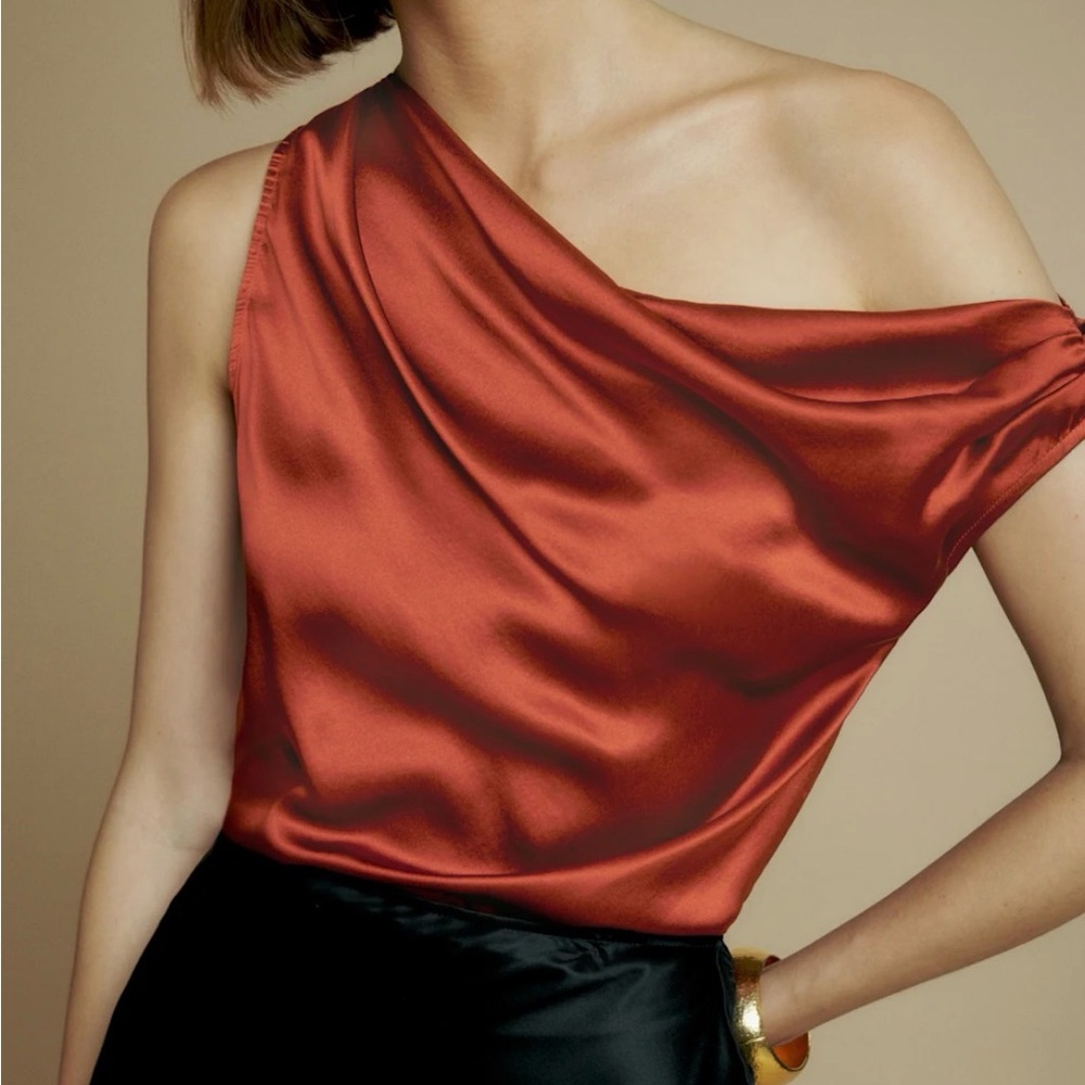 Reformation Annika Silk Top Oxide - Size 2